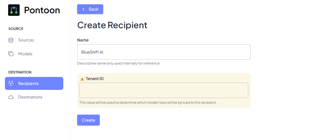 Add Recipient form